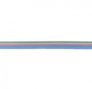 Paspelband - dreifarbig - blau/altrosa/grün - 18 mm